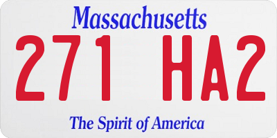 MA license plate 271HA2