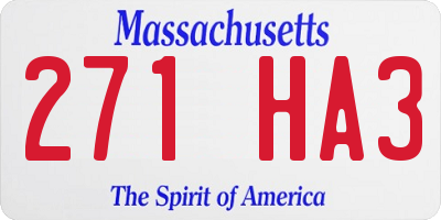 MA license plate 271HA3