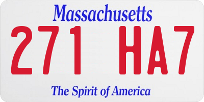 MA license plate 271HA7