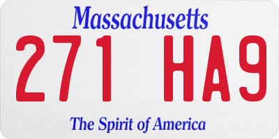 MA license plate 271HA9