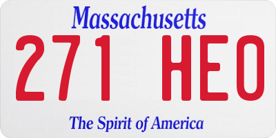 MA license plate 271HE0