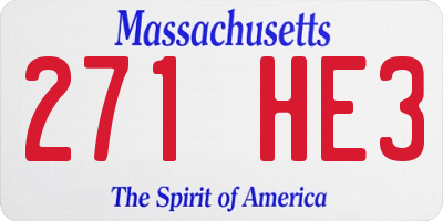 MA license plate 271HE3