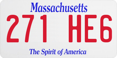 MA license plate 271HE6