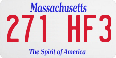 MA license plate 271HF3