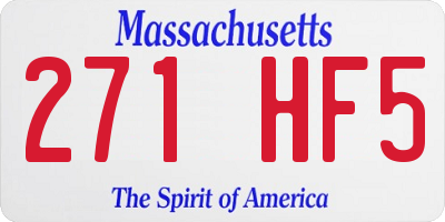 MA license plate 271HF5