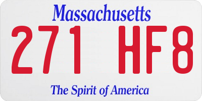 MA license plate 271HF8