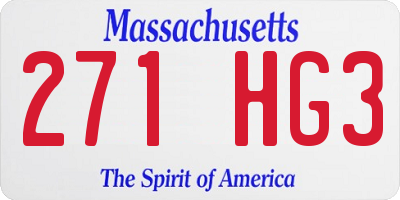 MA license plate 271HG3