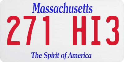 MA license plate 271HI3
