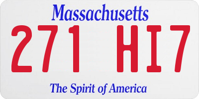 MA license plate 271HI7