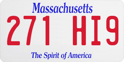 MA license plate 271HI9