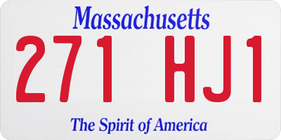 MA license plate 271HJ1