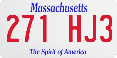 MA license plate 271HJ3
