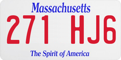 MA license plate 271HJ6