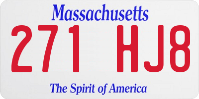 MA license plate 271HJ8