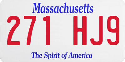 MA license plate 271HJ9