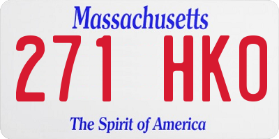 MA license plate 271HK0