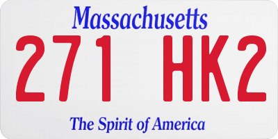 MA license plate 271HK2