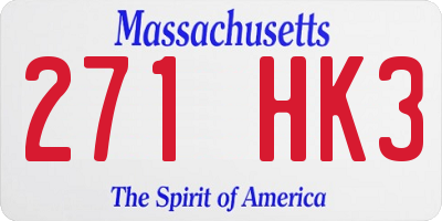 MA license plate 271HK3