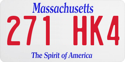MA license plate 271HK4