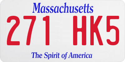 MA license plate 271HK5
