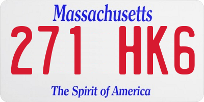 MA license plate 271HK6