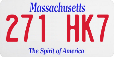 MA license plate 271HK7