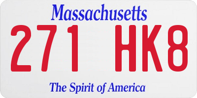 MA license plate 271HK8