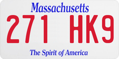 MA license plate 271HK9