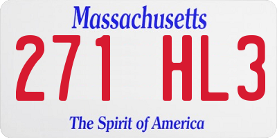 MA license plate 271HL3