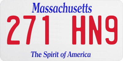 MA license plate 271HN9