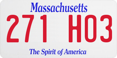 MA license plate 271HO3
