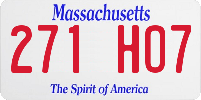 MA license plate 271HO7