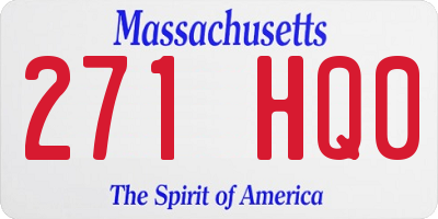MA license plate 271HQ0