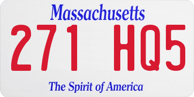 MA license plate 271HQ5