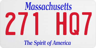 MA license plate 271HQ7