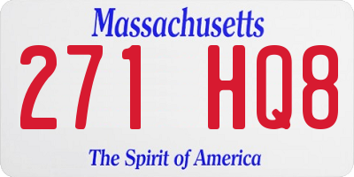 MA license plate 271HQ8