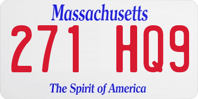 MA license plate 271HQ9