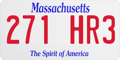 MA license plate 271HR3