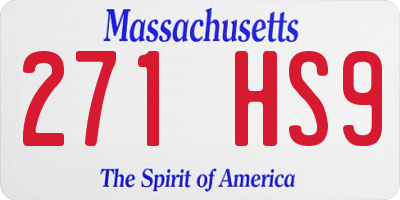 MA license plate 271HS9