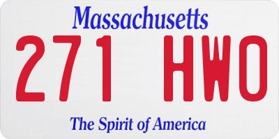MA license plate 271HW0