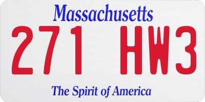 MA license plate 271HW3