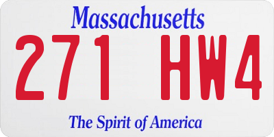 MA license plate 271HW4