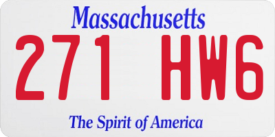 MA license plate 271HW6