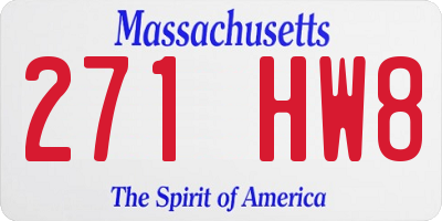 MA license plate 271HW8