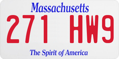 MA license plate 271HW9