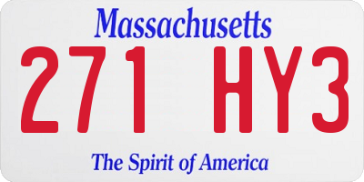 MA license plate 271HY3