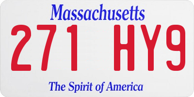 MA license plate 271HY9