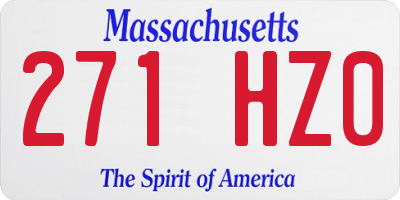 MA license plate 271HZ0