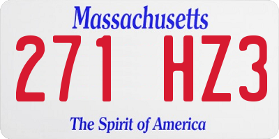 MA license plate 271HZ3