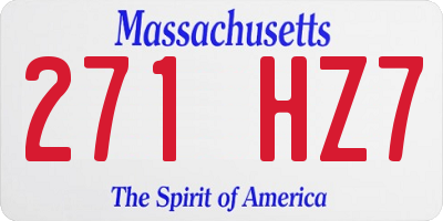 MA license plate 271HZ7